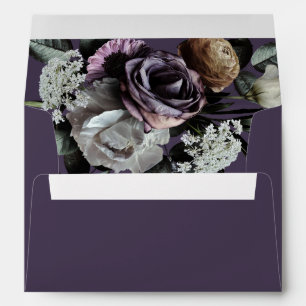 Purple Elegant Dark Floral Wedding Envelope