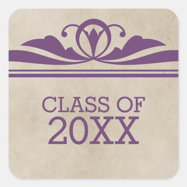 Purple Elegant Deco Graduation Stickers (Front)