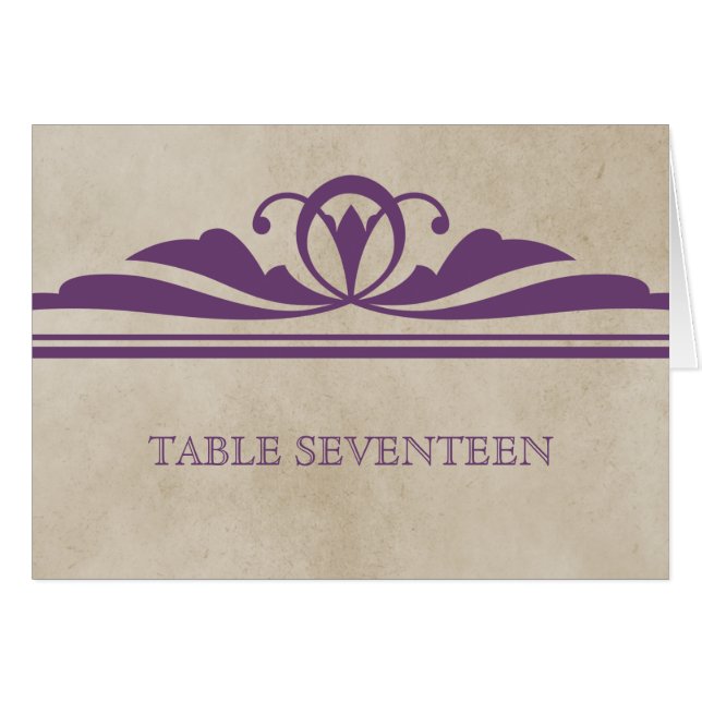 Purple Elegant Deco Table Number Card (Front Horizontal)