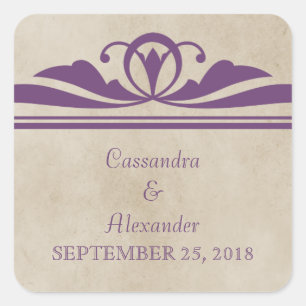 Purple Elegant Deco Wedding Stickers