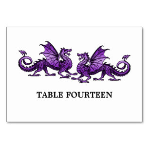 Purple Elegant Dragons Table Card