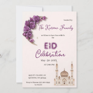 Purple Elegant Eid Celebration Party Invitation