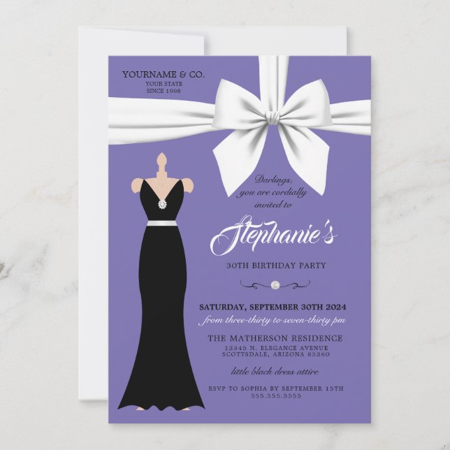 Purple Elegant Fashion Tiffany Birthday Invitation (Front)