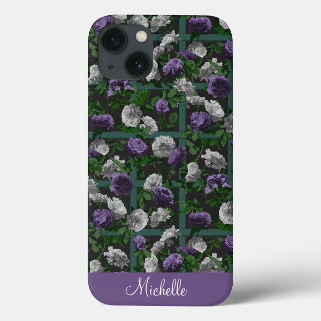 Purple Elegant Floral Roses   Case-Mate iPhone Case (Back)