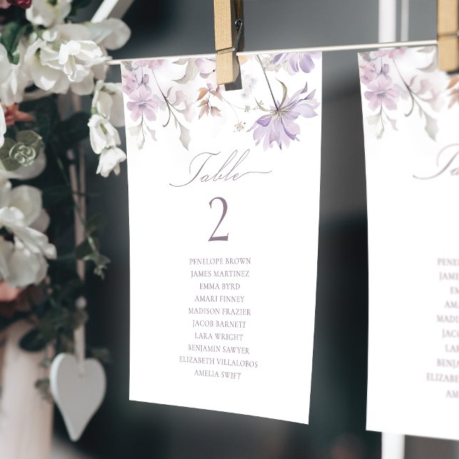 Purple Elegant Floral Table Number Seating Chart (Purple Elegant Floral Table Number Seating Chart)