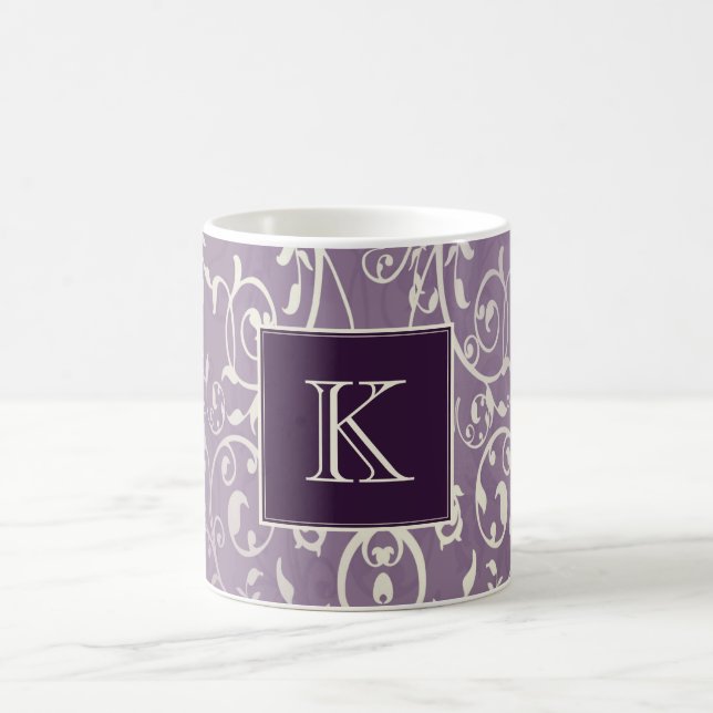 Purple Elegant Flourish Monogram Mug (Center)