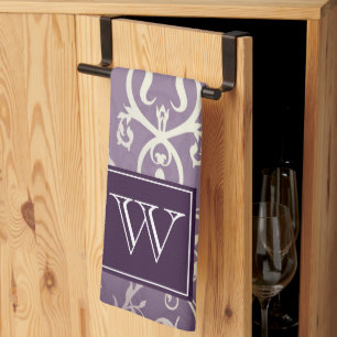 Purple Elegant Flourish Monogram Towel