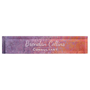 Purple Elegant Grunge Metal Texture Custom Nameplate
