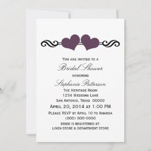Purple Elegant Hearts Bridal Shower Invite