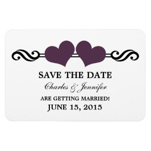 Purple Elegant Hearts Save the Date Magnet