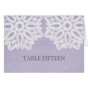 Purple Elegant Lace Table Number Card