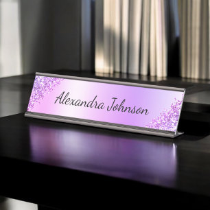 Purple Elegant Modern Professional Office Desk Name Plate