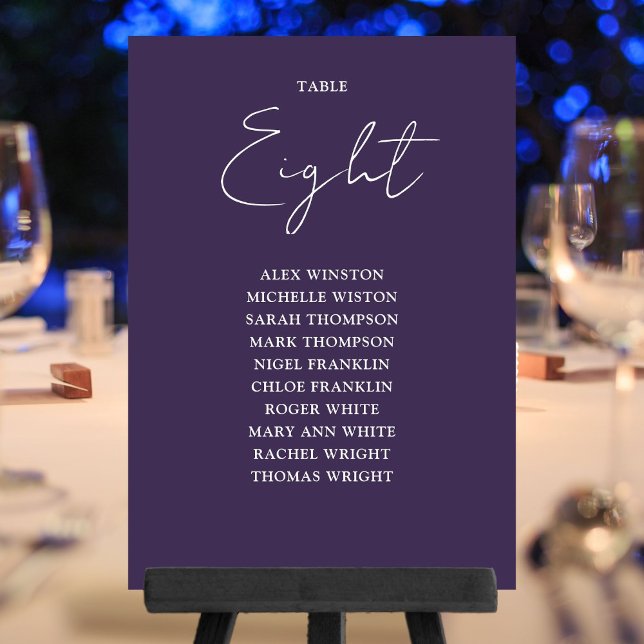 Purple Elegant Modern Seating Chart Table Number (Purple Elegant Modern Seating Chart Table Number)