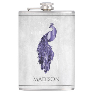 Purple Elegant Peacock Flask