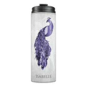 Purple Elegant Peacock Personalized Thermal Tumbler