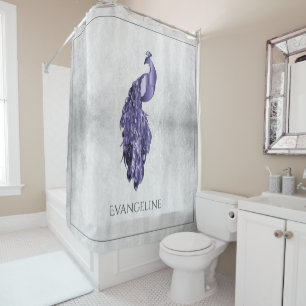Purple Elegant Peacock Shower Curtain