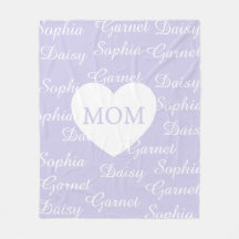Purple Elegant Script Family Names Monogram Heart