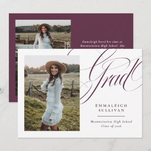 Purple Elegant Script Graduation Announcement