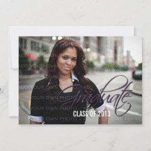 Purple Elegant Script Photo Graduation Invite