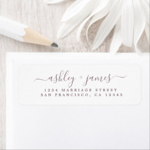 Purple Elegant Script Wedding Return Address Label