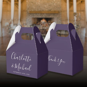 Purple Elegant Signature Script Wedding Favour Box
