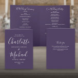 Purple Elegant Signature Script Wedding Program<br><div class="desc">Purple signature script wedding program featuring chic modern typography,  this stylish wedding program can be personalised with your special wedding day information. Designed by Thisisnotme©</div>