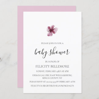 Purple Elegant Simple Girl Baby Shower Invitation