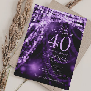 Purple Elegant Surprise 40th Birthday Party Invitation