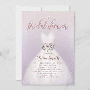 Purple Elegant Wedding Dress Bridal Shower Invitat Invitation