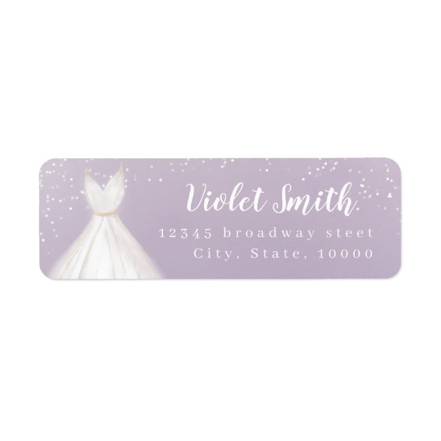 Purple Elegant wedding Dress return address Label (Front)