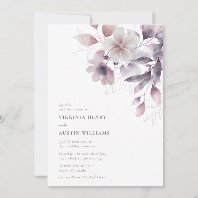 Purple Elegant Wedding Invitation (Front)