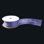 Purple Elegant Wedding Personalized Name Satin Ribbon<br><div class="desc">Purple Elegant Wedding Personalized Name Custom Satin Ribbon features your personalised names in elegant white calligraphy script on a purple background. Personalised by editing the text in the text boxes. Designed by ©Evco Studio www.zazzle.com/store/evcostudio</div>