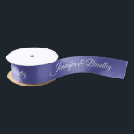 Purple Elegant Wedding Personalized Name Satin Ribbon<br><div class="desc">Purple Elegant Wedding Personalized Name Custom Satin Ribbon features your personalised names in elegant white calligraphy script on a purple background. Personalised by editing the text in the text boxes. Designed by ©Evco Studio www.zazzle.com/store/evcostudio</div>