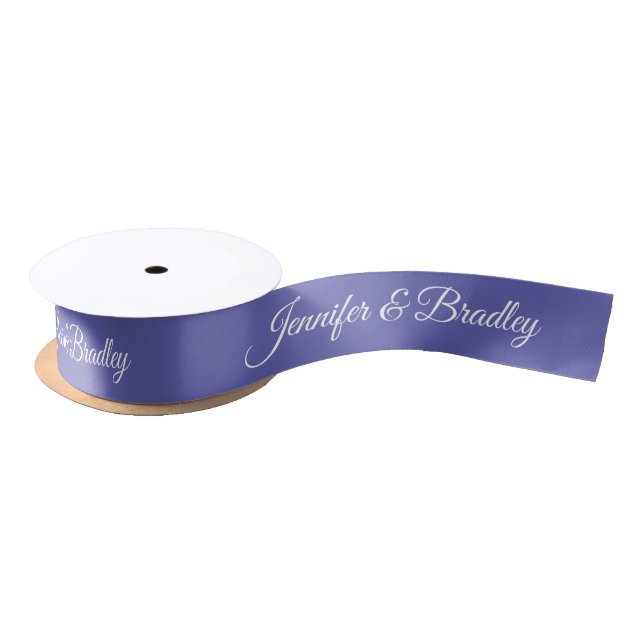 Purple Elegant Wedding Personalized Name Satin Ribbon (Spool)
