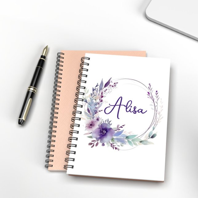 Purple Elegant Wildflower Boho Watercolor  Notebook (Creator Uploaded)