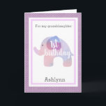 Purple Elephant 1st Birthday Granddaughter Card<br><div class="desc">A purple elephant 1st birthday granddaughter card. It features a soft purple watercolor elephant, which says "1st birthday". You will be able to personalize the front of the card with your granddaughter's name. The inside card message can also be easily personalized. The back of this elephant 1st birthday girl card...</div>