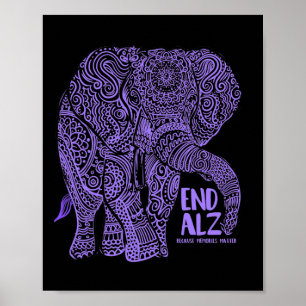 Purple Elephant Alzheimer Awareness Apparel and gi Poster