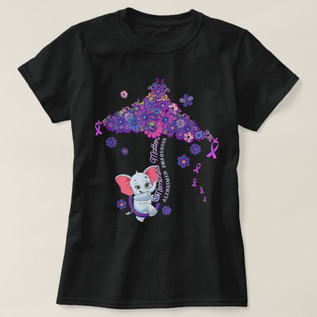 Purple Elephant Alzheimers Awareness Memories Matt T-Shirt (Design Front)