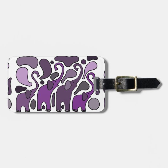Purple Elephant Art Abstract Luggage Tag (Front Horizontal)