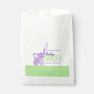 Purple elephant baby shower personalised favour ba bag