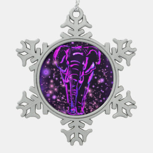 Purple Elephant Christmas Ornament