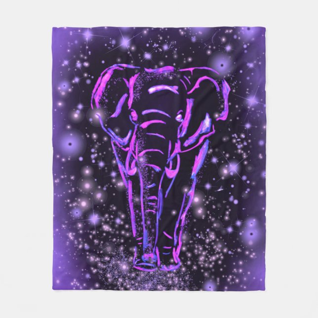 Purple Elephant Fleece Blanket (Front)