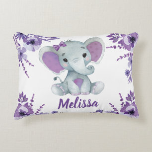 Purple elephant girl Custom name Pillow