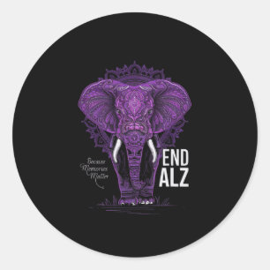 Purple Elephant Heimerheimer Awareness End Heimer  Classic Round Sticker