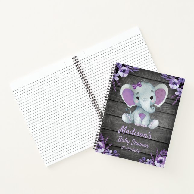 Purple Elephant Hues Book Baby Shower Birthday (Inside)