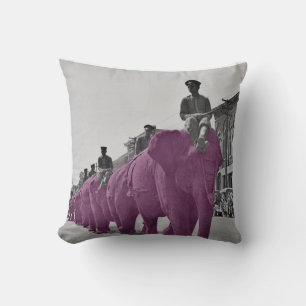 Purple Elephant March Circa 1920's Circus Parade Cushion