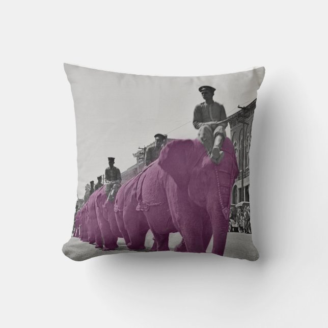Purple Elephant March Circa 1920's Circus Parade Cushion (Front)