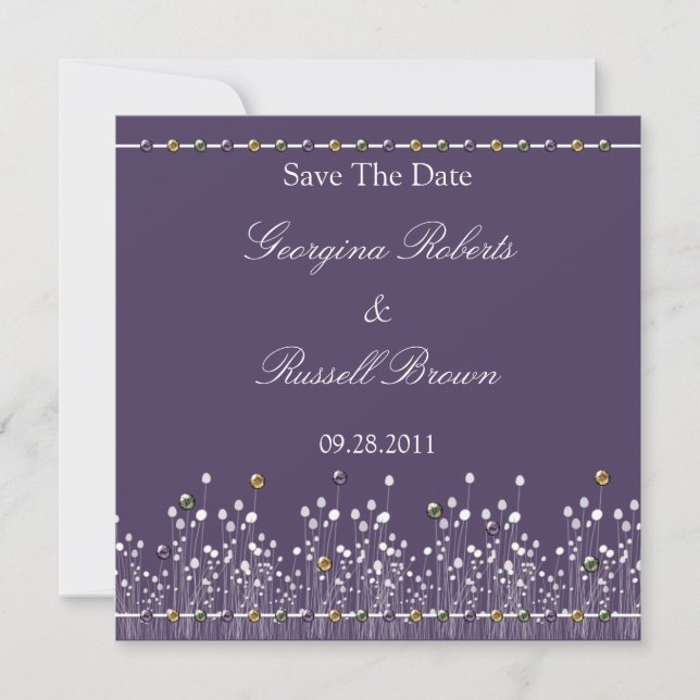 Purple Embellished Save The Date (Front)
