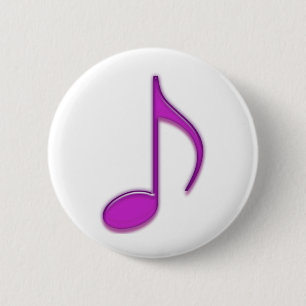 Purple Emboss 8th Musical Note 6 Cm Round Badge