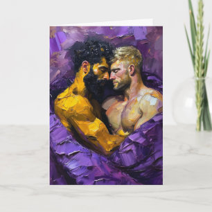 Purple Embrace: Expressionist Oil Portrait Card